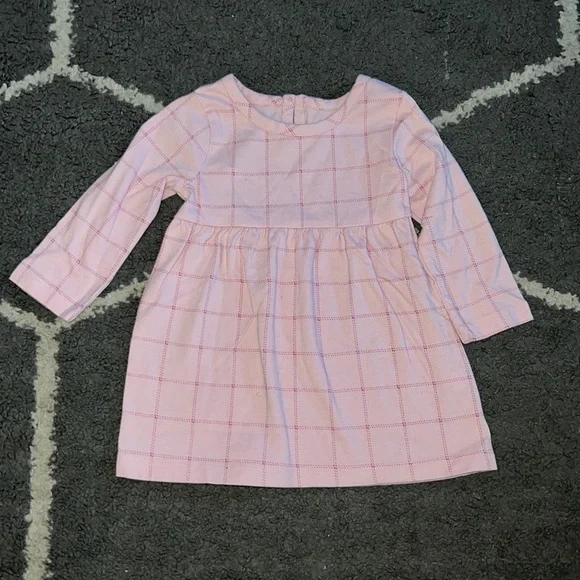 wonder nation | Dresses | Wonder Nation Baby Girl Fox Knit Pink Check Long  Sleeve Dress Size 36m | Poshmark